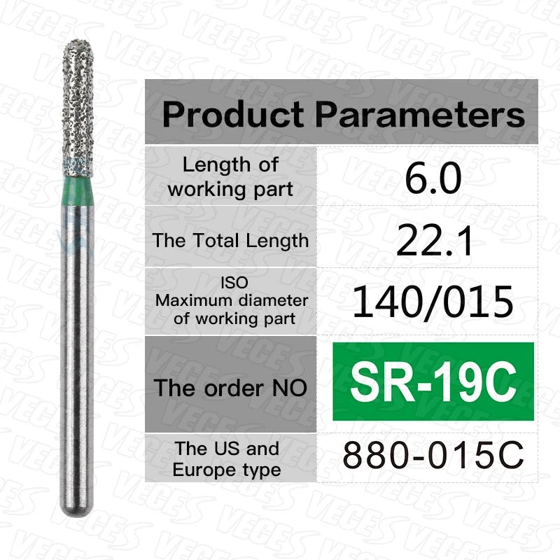 SR Type 10pcs Dental Strawberries Diamond Burs Drill FG 1.6mm Dentist Polishing Grinding Teeth Tools For High Speed Handpieces