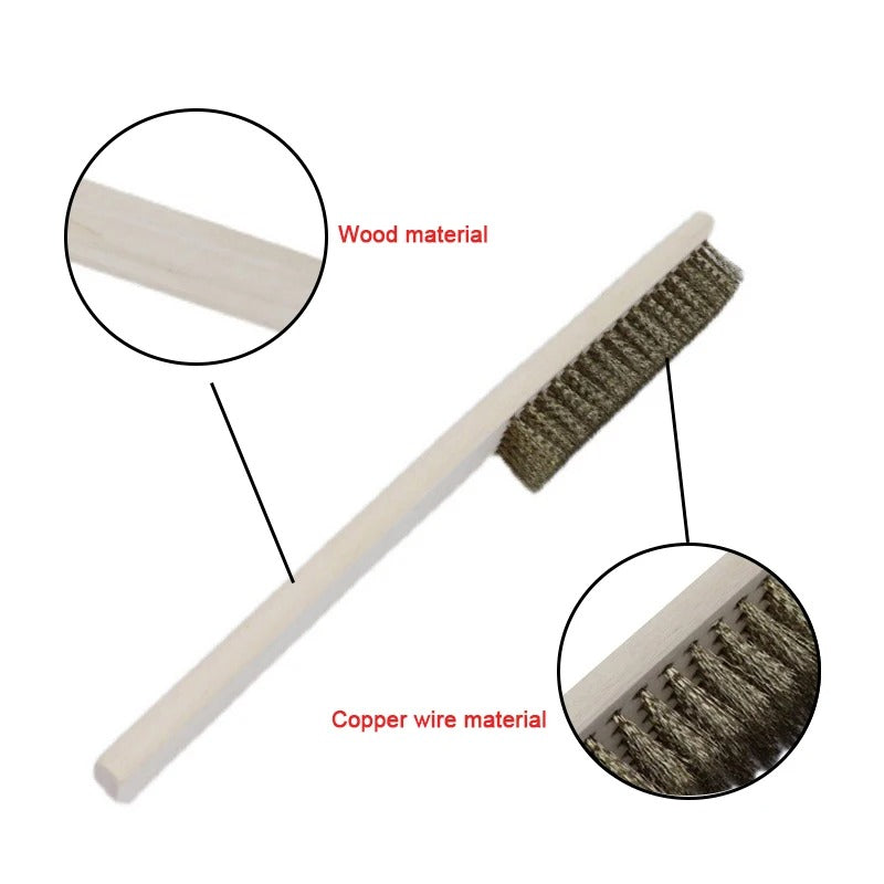 Dental Copper Wire Brush Polishing Drill Bit Cleaning Brush Wooden Handle Brass Wire Brush For Rust Paint Removal Clean Tool