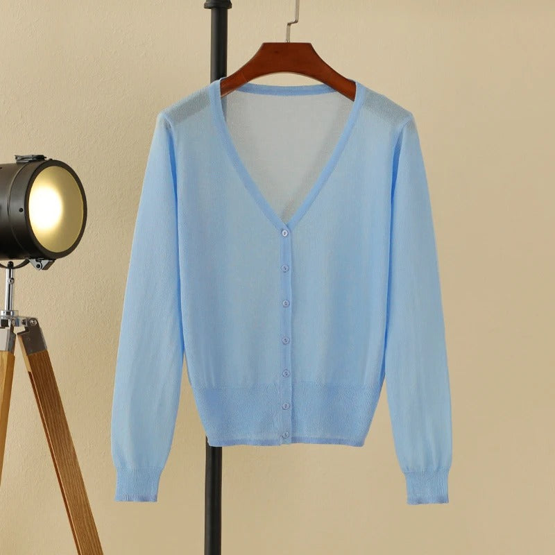 Summer Cardigan Women Cropped Korean Fashion Style Female Black Women's Coat Clothing V-neck Ladies Sweater Outerwear Cute Basic