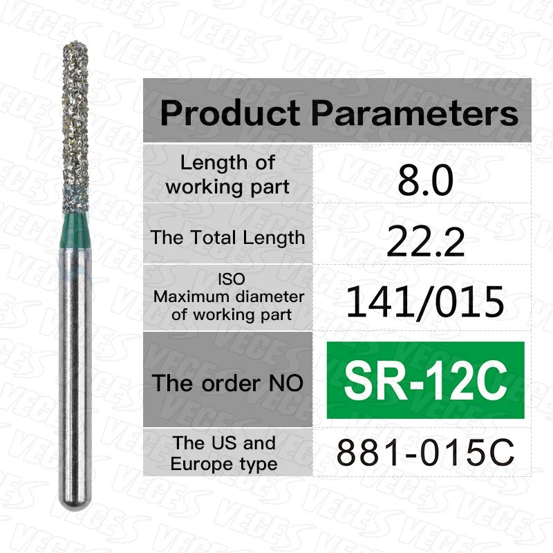 SR Type 10pcs Dental Strawberries Diamond Burs Drill FG 1.6mm Dentist Polishing Grinding Teeth Tools For High Speed Handpieces