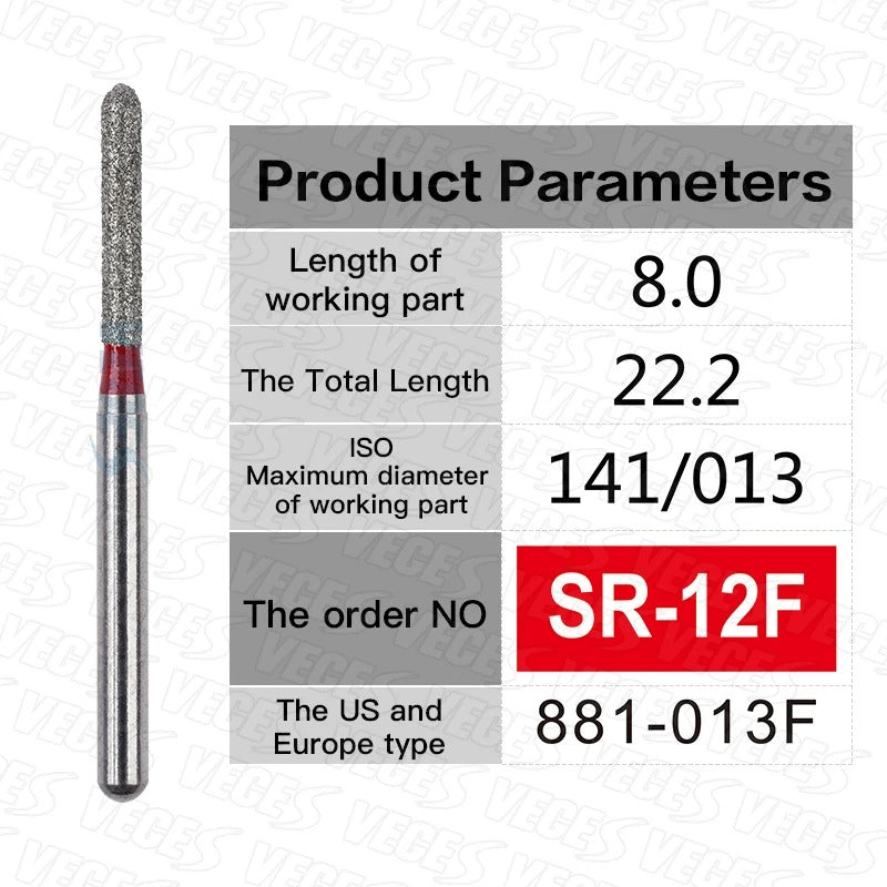 SR Type 10pcs Dental Strawberries Diamond Burs Drill FG 1.6mm Dentist Polishing Grinding Teeth Tools For High Speed Handpieces