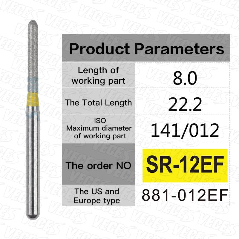 SR Type 10pcs Dental Strawberries Diamond Burs Drill FG 1.6mm Dentist Polishing Grinding Teeth Tools For High Speed Handpieces