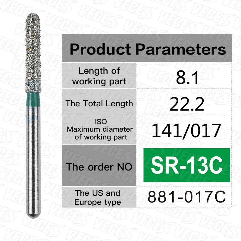 SR Type 10pcs Dental Strawberries Diamond Burs Drill FG 1.6mm Dentist Polishing Grinding Teeth Tools For High Speed Handpieces