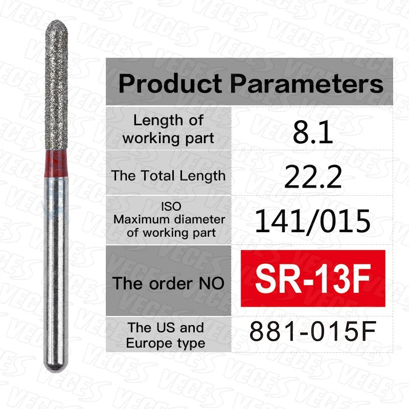 SR Type 10pcs Dental Strawberries Diamond Burs Drill FG 1.6mm Dentist Polishing Grinding Teeth Tools For High Speed Handpieces