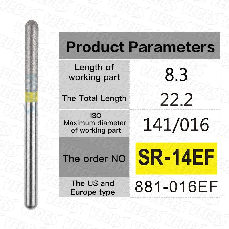 SR Type 10pcs Dental Strawberries Diamond Burs Drill FG 1.6mm Dentist Polishing Grinding Teeth Tools For High Speed Handpieces