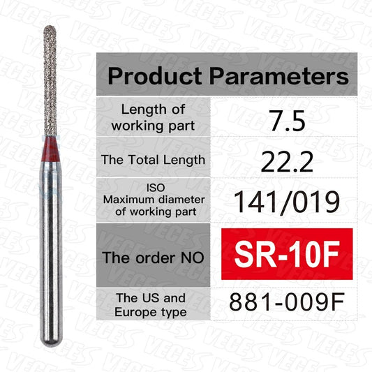 SR Type 10pcs Dental Strawberries Diamond Burs Drill FG 1.6mm Dentist Polishing Grinding Teeth Tools For High Speed Handpieces