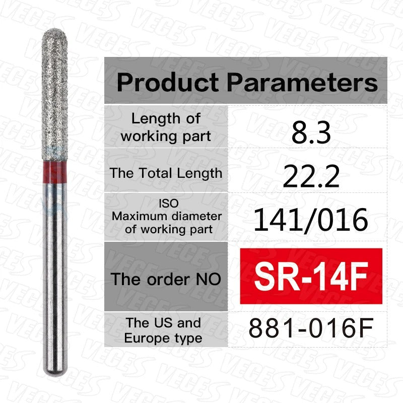 SR Type 10pcs Dental Strawberries Diamond Burs Drill FG 1.6mm Dentist Polishing Grinding Teeth Tools For High Speed Handpieces