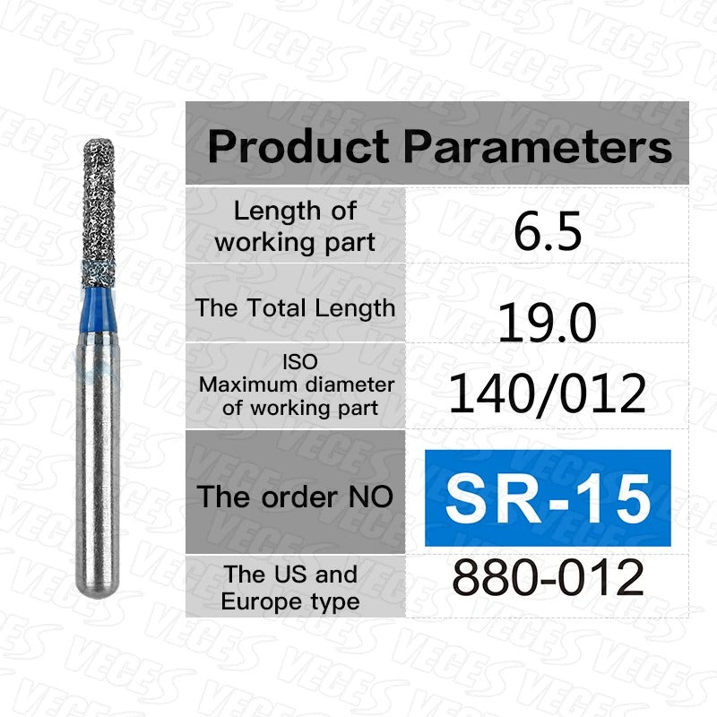 SR Type 10pcs Dental Strawberries Diamond Burs Drill FG 1.6mm Dentist Polishing Grinding Teeth Tools For High Speed Handpieces
