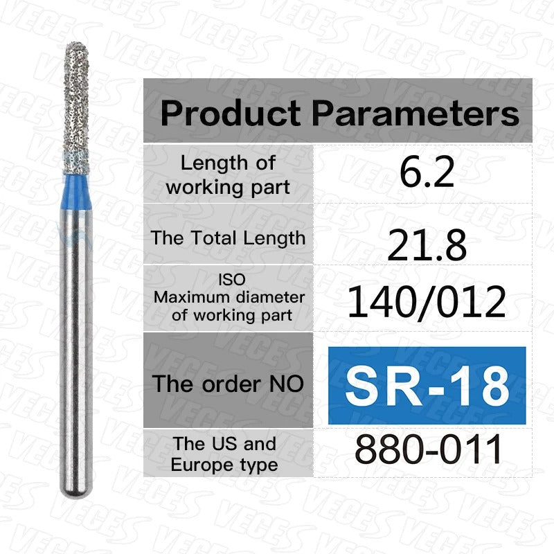 SR Type 10pcs Dental Strawberries Diamond Burs Drill FG 1.6mm Dentist Polishing Grinding Teeth Tools For High Speed Handpieces