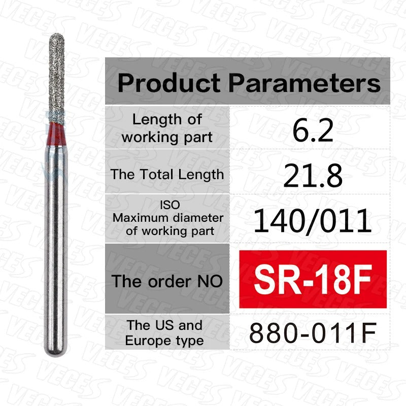 SR Type 10pcs Dental Strawberries Diamond Burs Drill FG 1.6mm Dentist Polishing Grinding Teeth Tools For High Speed Handpieces