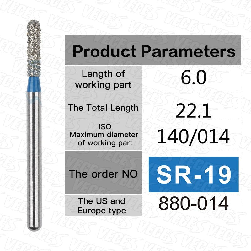 SR Type 10pcs Dental Strawberries Diamond Burs Drill FG 1.6mm Dentist Polishing Grinding Teeth Tools For High Speed Handpieces