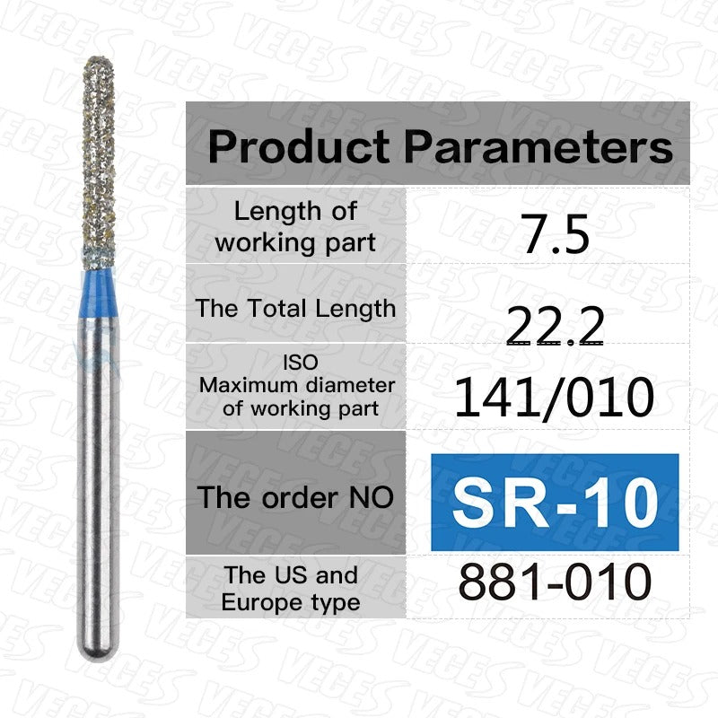 SR Type 10pcs Dental Strawberries Diamond Burs Drill FG 1.6mm Dentist Polishing Grinding Teeth Tools For High Speed Handpieces
