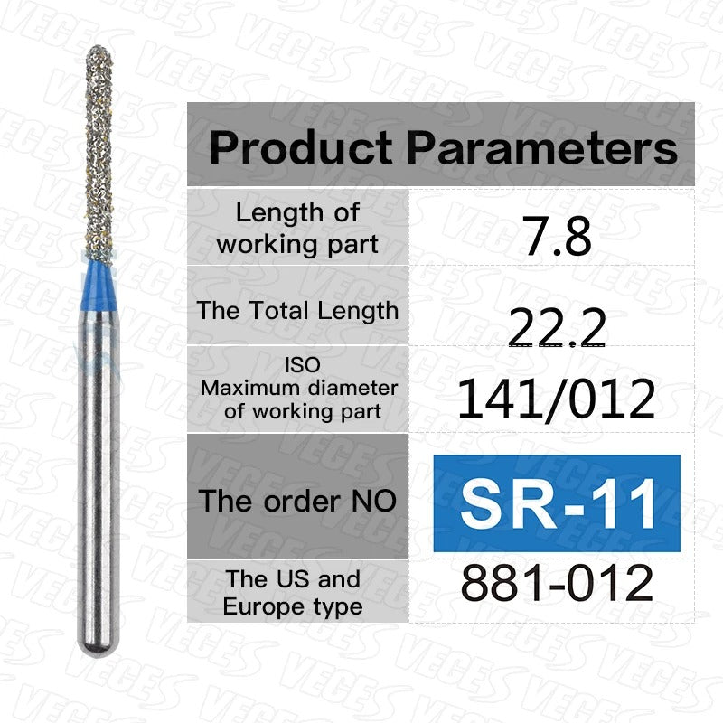SR Type 10pcs Dental Strawberries Diamond Burs Drill FG 1.6mm Dentist Polishing Grinding Teeth Tools For High Speed Handpieces