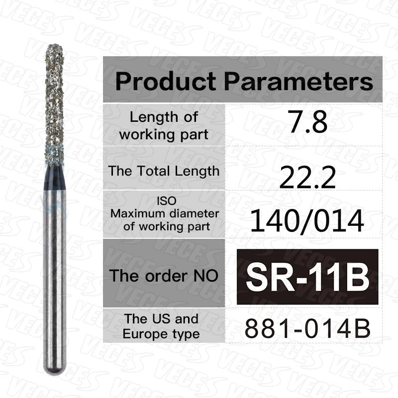SR Type 10pcs Dental Strawberries Diamond Burs Drill FG 1.6mm Dentist Polishing Grinding Teeth Tools For High Speed Handpieces
