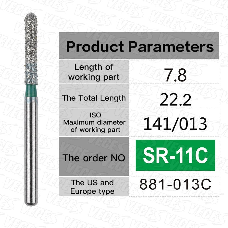 SR Type 10pcs Dental Strawberries Diamond Burs Drill FG 1.6mm Dentist Polishing Grinding Teeth Tools For High Speed Handpieces