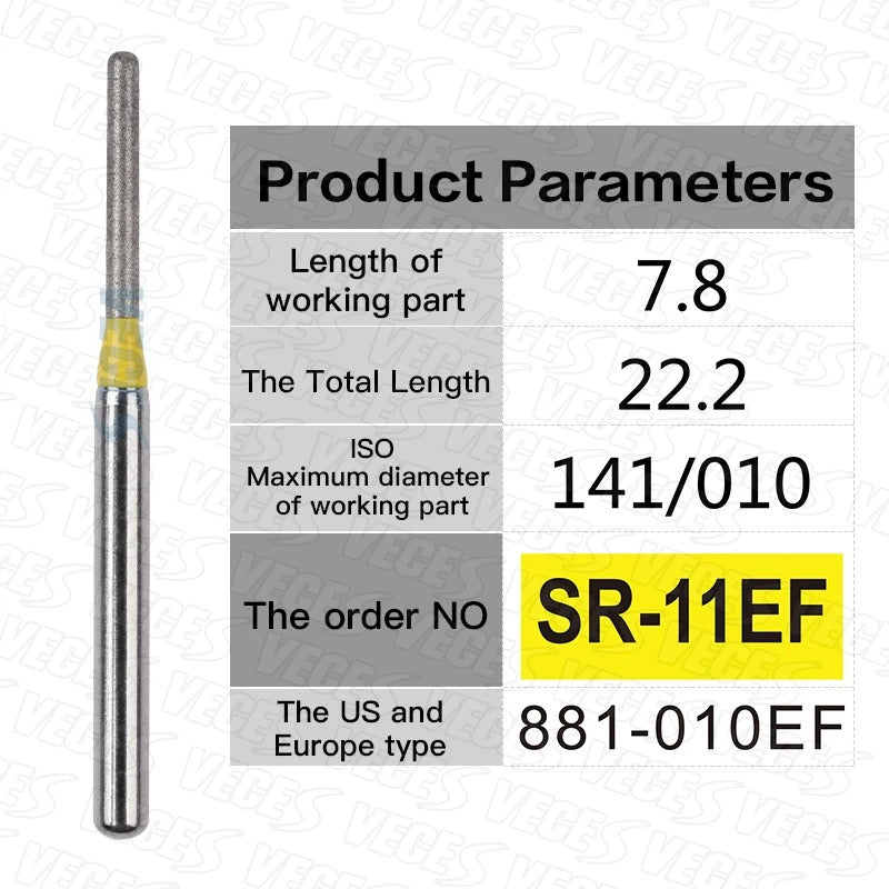 SR Type 10pcs Dental Strawberries Diamond Burs Drill FG 1.6mm Dentist Polishing Grinding Teeth Tools For High Speed Handpieces
