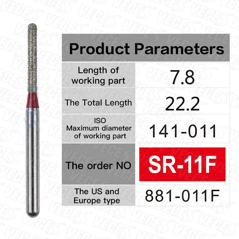 SR Type 10pcs Dental Strawberries Diamond Burs Drill FG 1.6mm Dentist Polishing Grinding Teeth Tools For High Speed Handpieces